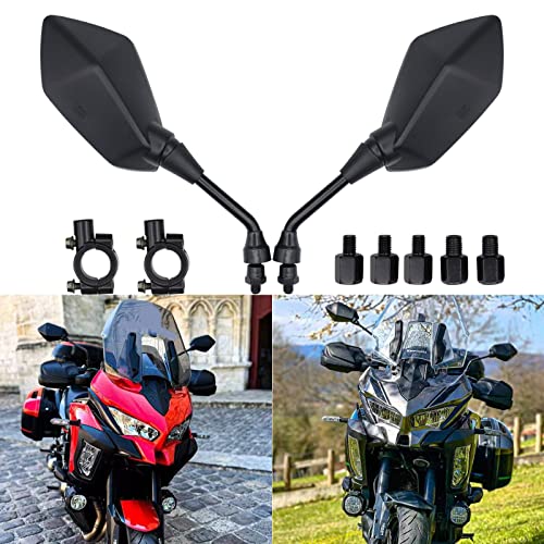 BREDUXSER 8mm 10mm Espejos Retrovisores de Motocicleta, Moto Retrovisores Laterales con 22mm Abrazadera del Manillar para Street Bike ATV Quad Cruiser Bike Cover