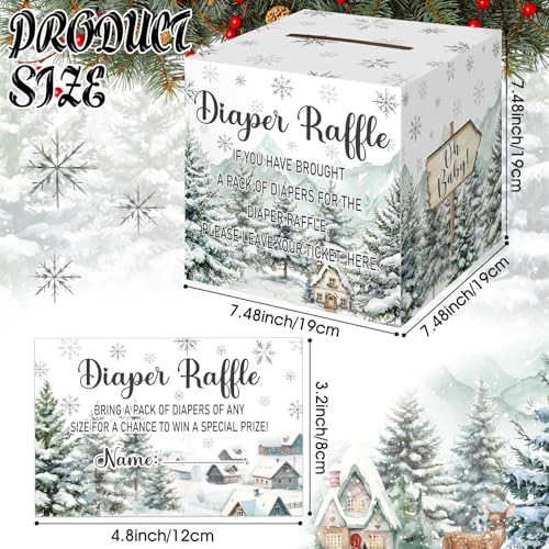 Image of Teling 51 Pieces Diaper Raffle Tickets with Card Box,Cold Style