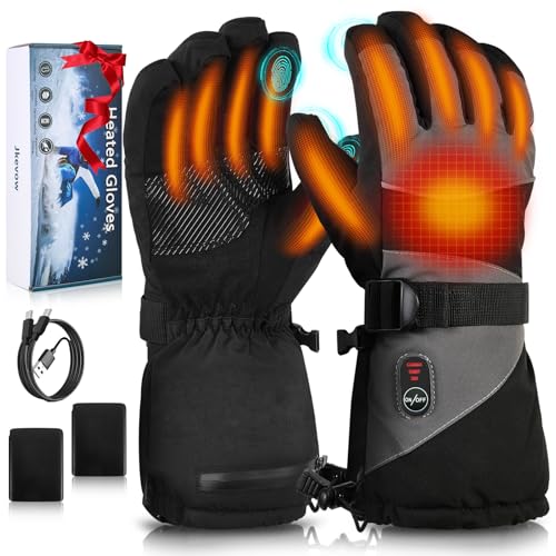 Jkevow Beheizbare Handschuhe für Herren Damen, Beheizte Handschuhe mit 5V 5000mAh...