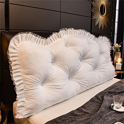 Headboard Pillow Full King Queen Twin, Large Reading Pillow Bolster Backrest Pillow Wedge Positioning Support Pillow for Sofa Bed Lumbar Pad Full Size,White,47