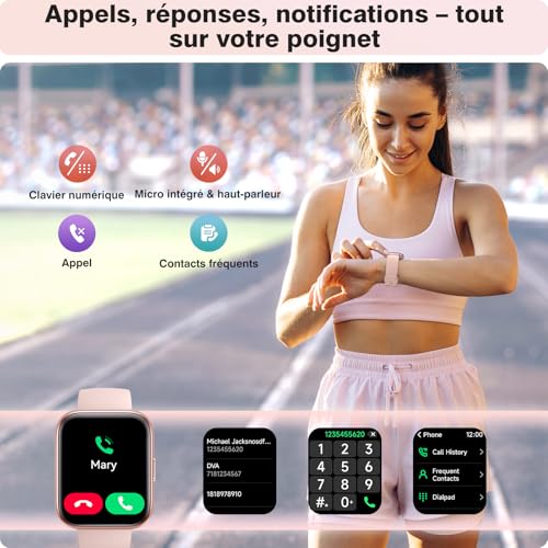 Montre Connectée Femme pour Samsung, iPhone, Android, 1.8" Smartwatch avec Appel Bluetooth, Voix de l'IA, Alexa intégrée, Smartwatch Moniteur, Calories, IP68 Montre Intelligente, Podometre – Image 3