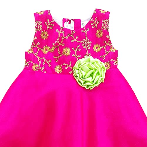 Image of Stanwells Kids Baby Girls Frocks Knee Length Birthday Net Flared Ruffle Pattern Sleeveless Traditional Beautiful Sun Flower Western Frock Princess Dress for Girls