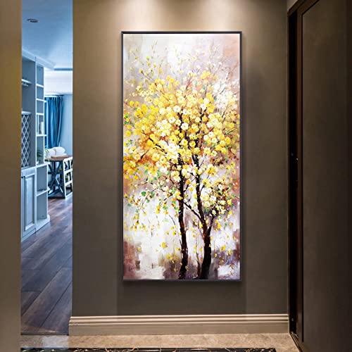 Peinture à l’huile paysage de forêt de bouleaux au lever du soleil grand format