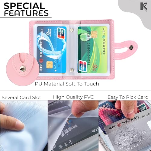 Image of Kraptick Card Holder for Men and Women - Elegant and Versatile Card Case, Credit Cardholder, Card Organizer, Card Pouch (Pink)