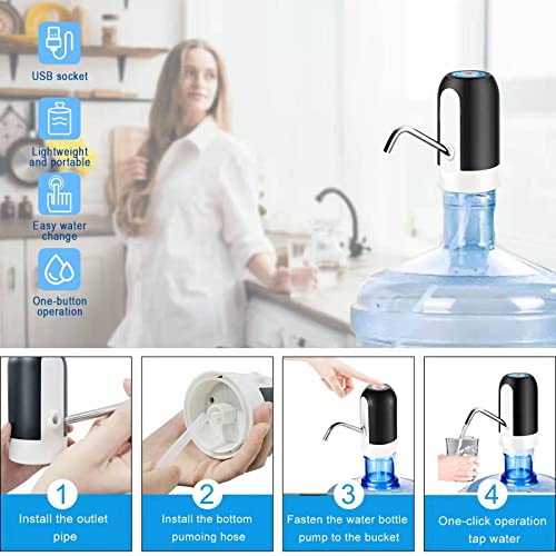 Image of Electric Drinking Water Pump - Portable Dispenser for 2-5 Gallon Bottles (Black)