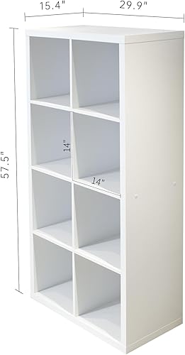 Miniatura 2 de Estantería para libros de 8 cubos, organizador de almacenamiento de cubículos blancos, estantes de almacenamiento abiertos para aula, sala de juegos