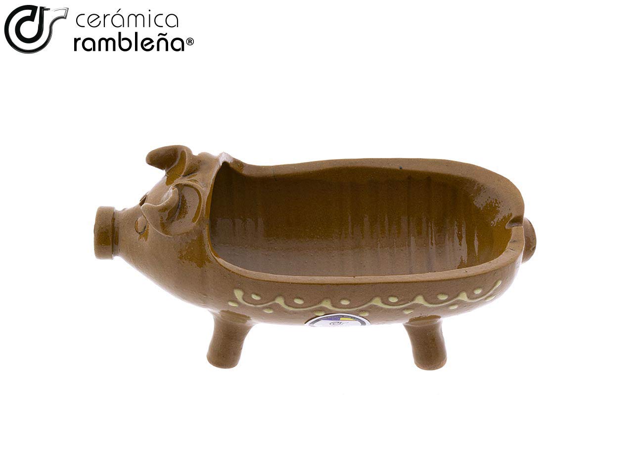 CERÁMICA RAMBLEÑA | Cerdito parrillero | Parrilla Barbacoa | Cerdito de barro | Cerdito asador | 100% Hecho a mano | 20x9x10 cm