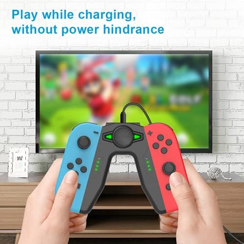 BENSN Joy-Con Charging Grip for Nintendo Switch Controllers, Fast Charge While Play, V-Shaped Comfort Joycon Grip, Gamepad Charging Grip, with Battery Indicators Charging Grip, Black