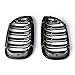 Left Right Glossy Black Dual Slat Front Bumper Kidney Grille Grill Compatible with 2003-2006 BMW E46 3-Series 2-Door Coupe Cabriolet