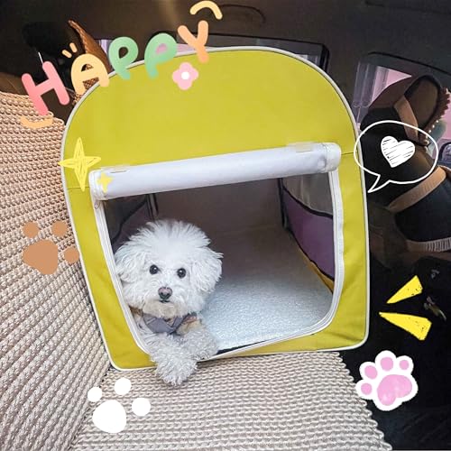 ALLSOPETS Zusammenklappbare Weiche Hundebox Hundezwinger für kleine Hunde Tragbare Reise Hundebox für den Innen- und Außenbereich Haustiere Transportbox mit Sicherheitsreißverschlüssen (Gelb,S)