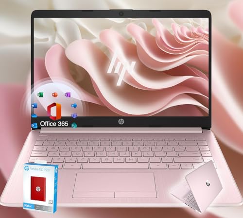 HP 14 Ultrabook • Back to School Limited Edition with Microsoft 365 • Intel 4-Core CPU • 16GB RAM • 1600GB Storage (64GB OnBoard withHP 512GB P500 Portable SSD + 1TB OneDrive) • Pink • Win 11