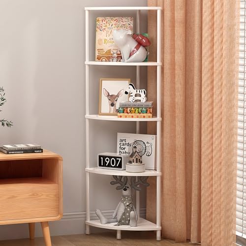 Greatseas 5 Tier Corner Shelf Stand, 44.1' Kitchen Shelf Organizer with Metal Frame, Small Corner Shelf for Bathroom Organization & Storage, Marble White Corner Shelf for Kitchen Decor Accessories