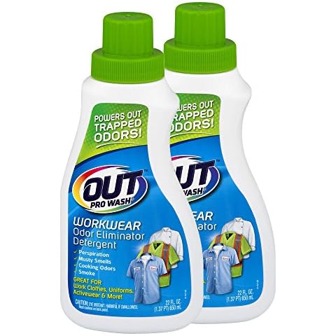 OUT ProWash Workwear Odor Eliminator and Stain Remover Laundry Detergent, Great for Work Clothes, Uniforms, Active Wear, and More, 22 Ounce Bottle, 2-Pack Cover
