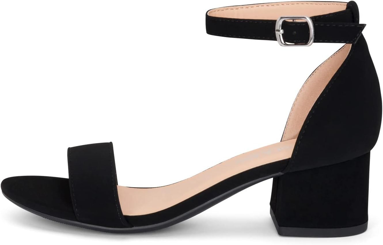 Chariot & Co - Match-IIS- Kids/Children/Girls Single Band Adjustable Ankle Strap Low Block Heels w/Comfortable Sole- Dress/Casual Pump Sandals