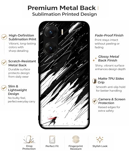 Image of Geometric Strom Design Premium 2D Printed Metal Back Case Cover for Vivo V29E 5G