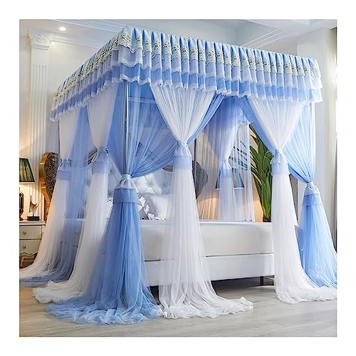 Mosquitera para cama doble azul cortinas dosel romantico de 150x200 cm 2
