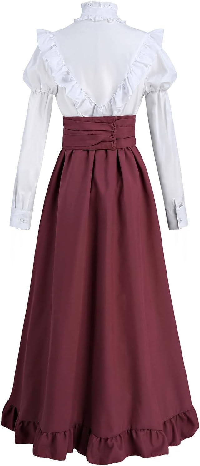 FCCAM Victorian Dress for Women 2-Pieces 1800s Edwardian Dress Ball Gown Renaissance Costume - Image 2