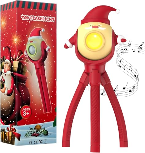 Christmas Kids Flashlight Toy Gifts - Reindeer, Foldable Octopus Stand, LED with 8 Color Modes & 8 Songs, Gift for Boys/Girls,for Holiday Parties, Camping, Indoor/Outdoor Decor