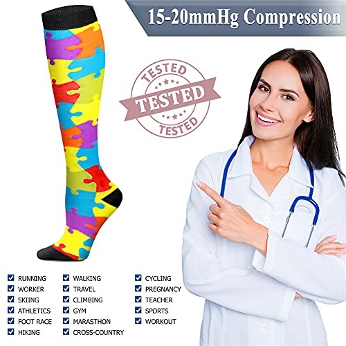 Image of QUXIANG Copper Compression Socks for Women & Men Circulation (8 Pairs) - Best for Running Athletic Cycling - 15-20 mmHg