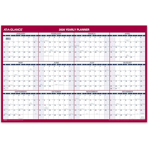Image of AT-A-GLANCE 2026 Wall Calendar, Monthly, 24" x 36", Extra Large, Paper, Reversible, Vertical-Horizontal (PM2122826)