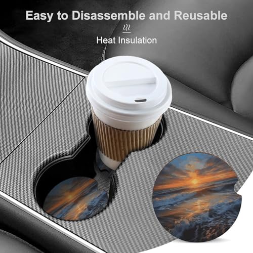 Portavasos para carro con diseño Sunset Seascape, 2 unidades miniatura 4