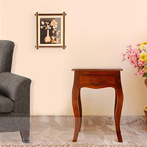 Image of Jangid Handicraft Solid Sheesham Wood End Table | Sofa Side Table for Living Room | Corner Table with Drawer Storage for Drawing Room | Rosewood, Brown Finish