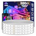 FBZ 200Ft Outdoor Waterproof LED Strip Lights,Music Sync RGB IP65 Led Lights with App Control and Remote,Color Changing Waterproof Led Rope Lights for Outdoor,Balcony,Roof,Garden,Stairs Party (200FT)