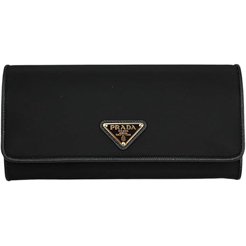 Prada Nylon Long Flap Wallet with Gold Hardware, Black