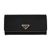 Nylon Long Flap Wallet with Gold Hardware, Black