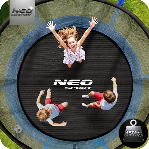 4. Bild von Neo-Sport Trampolin Outdoor Kinder Gartentrampolin Sicherheitsnetz Innen Leiter Gepolsterte Stangen Wetterfest Rostfrei Blau Schwarz