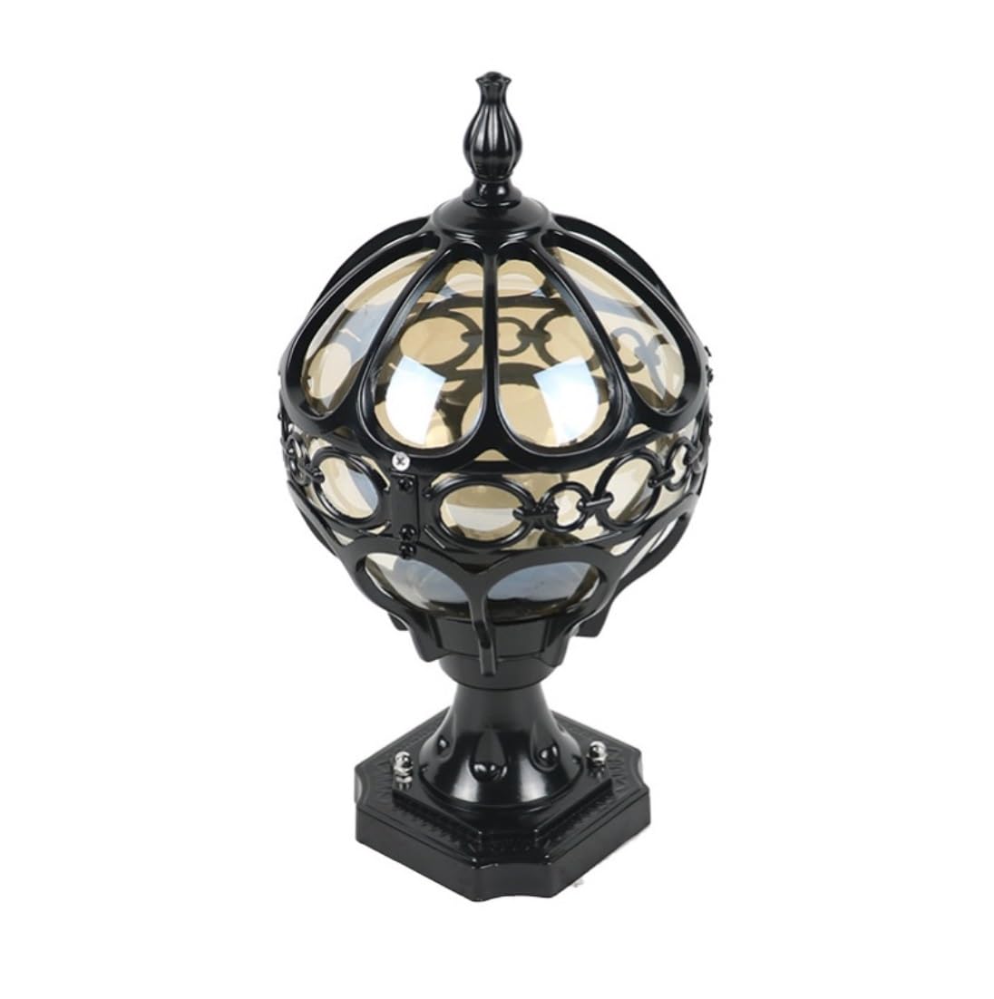 AZHKJKZH Post Cap Lights Globe Pillar Light Outdoor Garden Villa Column Aluminum Glass Post Courtyard Landscape Outdoor Garden(Black,17 * 34 * 11 cm)
