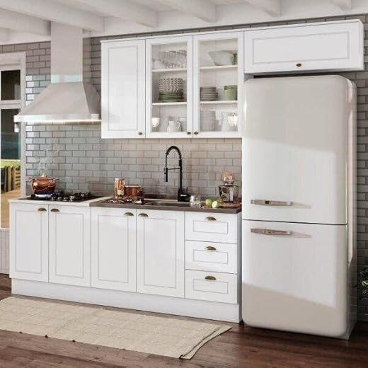 Cozinha Compacta 4 peças com Aéreo para Geladeira Emily Henn Branco