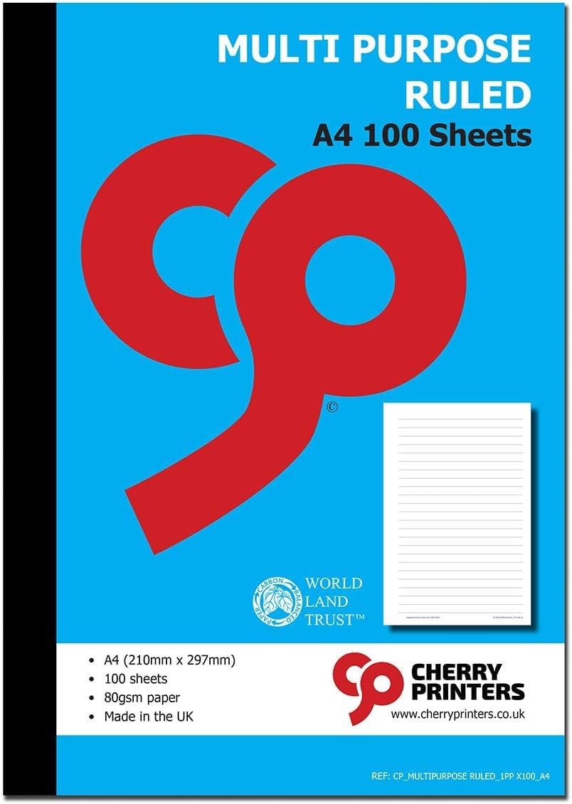 Cherry Printers | Wielofunkcyjny zeszyt w linie | A4 100 stron 80 g/m² | 10 sztuk