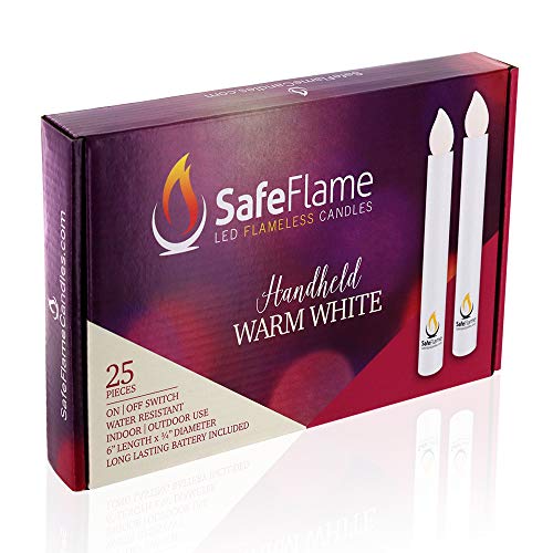 SafeFlame Hand Held LED Candles - Batteries Included - Easy