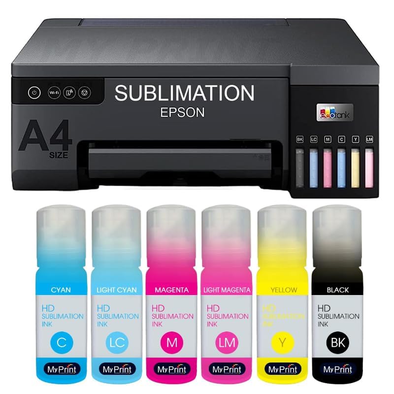 MY PRINT | Sublimation wired Printer Machine For Home Inkjet Printers| Printer L8050 With 6 Color Sublimation Ink, Including 200 Sublimation Paper | Heat Tape 5 Pcs | 3 Pcs T-Shirt, Black (B0BDGPGX2S) Amazon Price History, Amazon Price Tracker