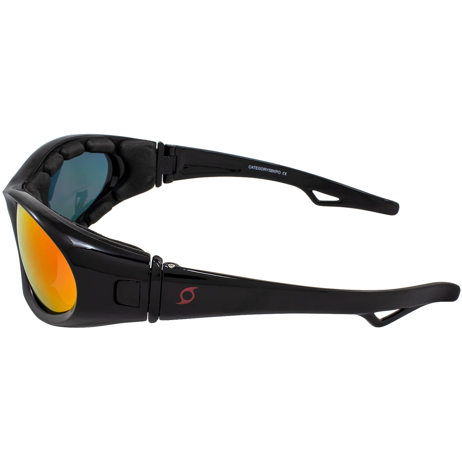 Hurricane Eyewear 2 paia di occhialini da nuoto jet e sci categoria 5 montatura nera con specchio rosso e lenti antifumo polarizzate
