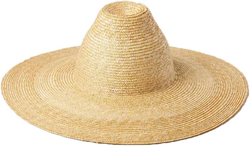Women Conical High Top Straw Hat Hand-Made Large Brim Outdoor Sunshade Beach Straw Hats
