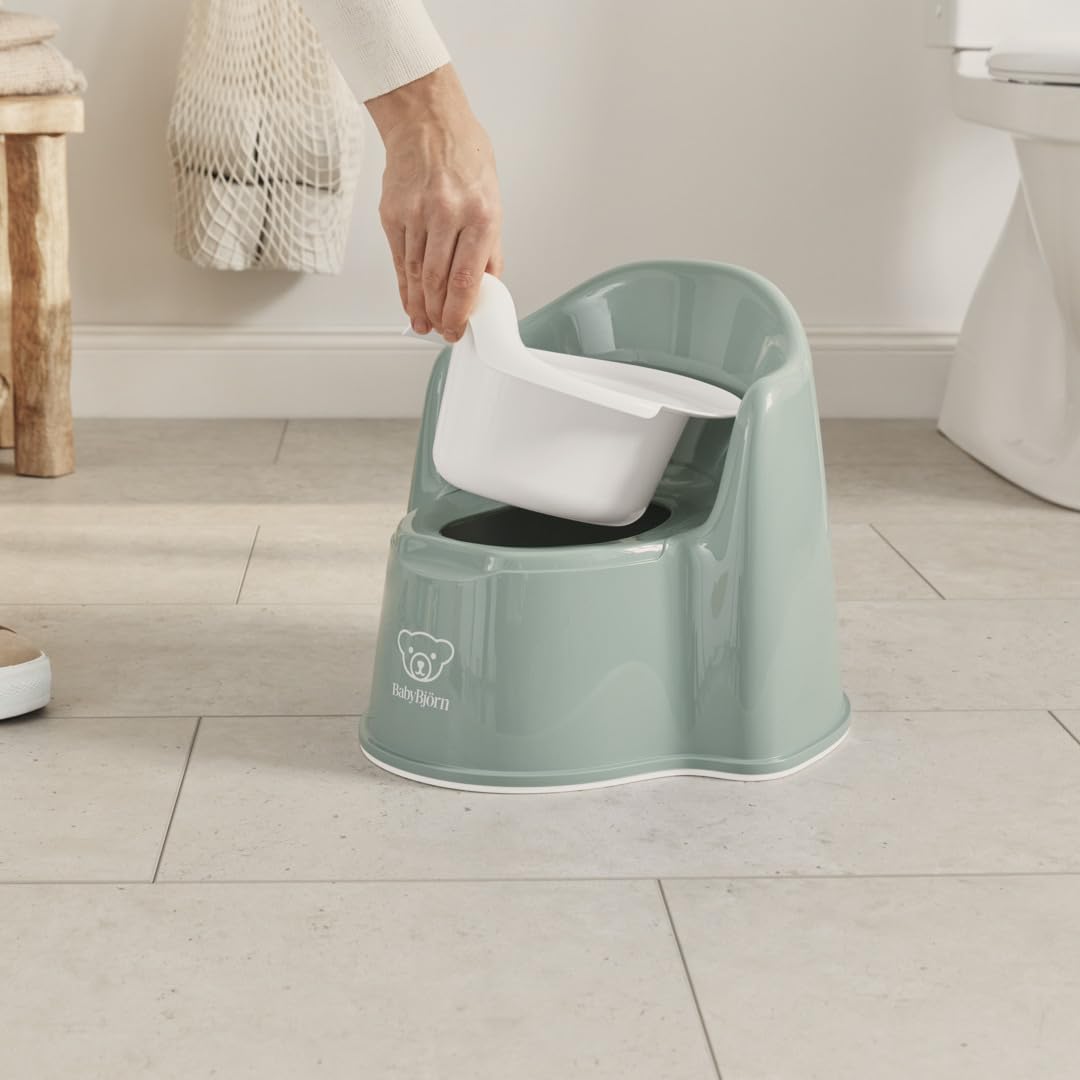 Bundle of BabyBjörn Orinal Sillón, Verde profundo/Blanco + Taburete para Niños, Verde profundo/Blanco