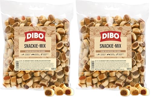 Mix di snack da 500 g, prodotti da forno come dieta sana e naturale per cani di DIBO, cibo per cani, barf, B.A.R.F (Confezione da 2)