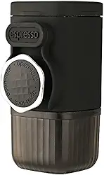 Cafeteira portátil de prensa manual com compartimento de cápsula, tigela de café em pó e caneca de viagem - Máquina de café expresso compacta para casa, viagem, preparação manual de café