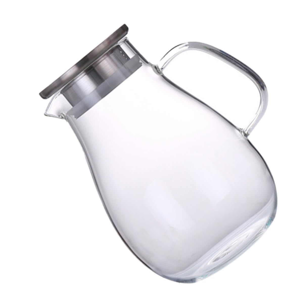 Jarra de Agua de Vidrio Tapa, Gran Capacidad y Acero Inoxidable, Práctica para Servir sin Salpicaduras Hogar