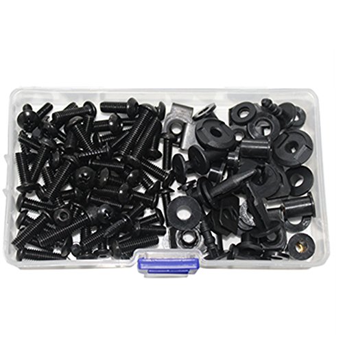 Motorcycle Fairing Bolt Kit, PROMOTOR Motorcycle Hardware Bolts Fit for Honda Yamaha Suzuki Kawasaki Black