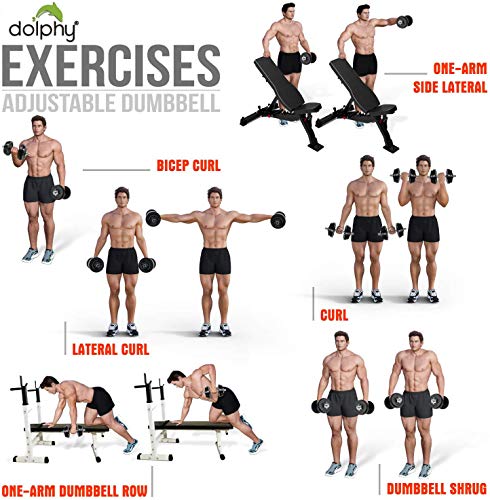 Image of Dolphy Black Iron Adjustable Fitness Dumbbell Set for Home Gym (20kg)