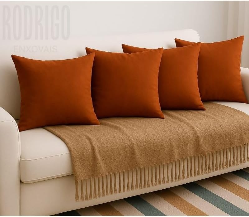 Kit 4 capas de almofadas em suede 40cm x 40cm zíper invisível (Te...