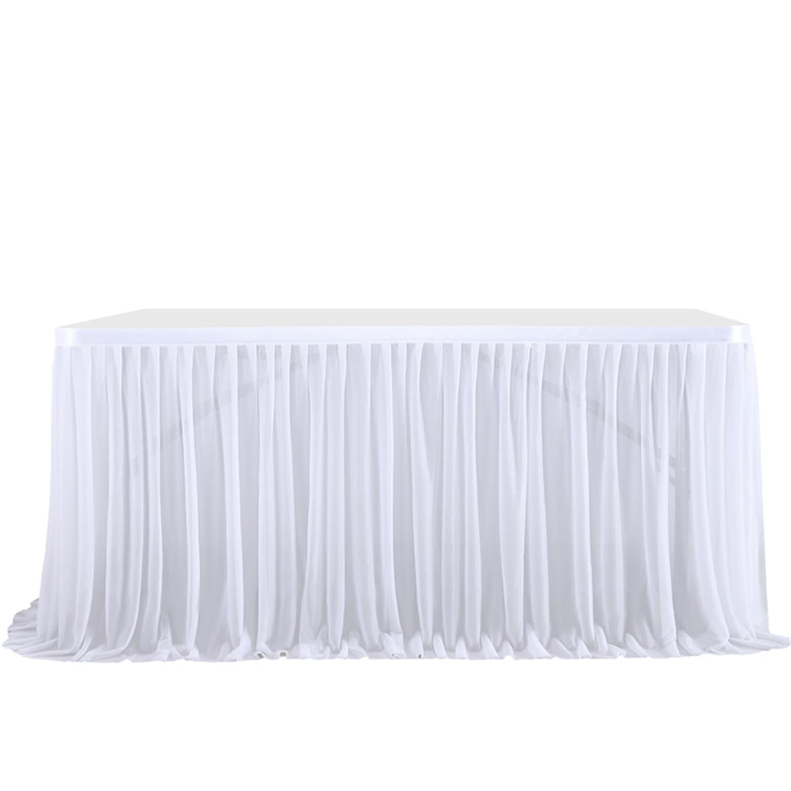 Highdi Tulle Table Skirt for Parties Rectangular Table, Fluffy Tulle Desk Gauze for Wedding Parties Birthday Parties and Home Cake Table Décor (6FT/183x77cm,White)