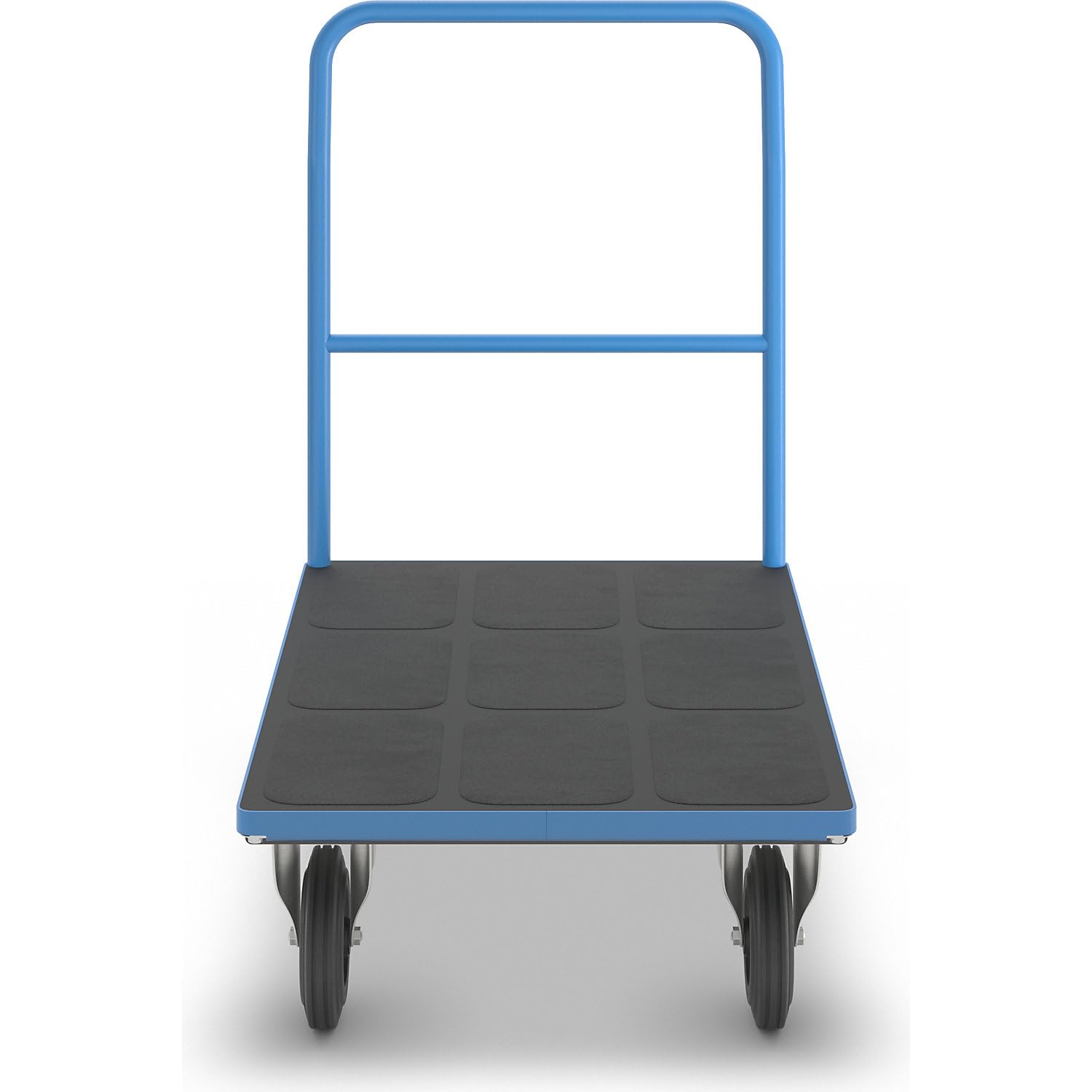 eurokraft | Plattformwagen | Rohrschiebebügel | Vollgummireifen | LxB 1050 x 700 mm | lichtBlau