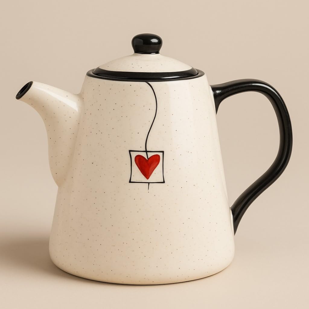 Bule de Chá e Café em Cerâmica 1,2L com Tampa e Alça – Chaleira Decorativa Grande para