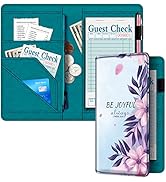 AATACAS Upgraded 10 Pockets Server Book Organizer with Zipper Pocket, Leather Server Book Cover F...