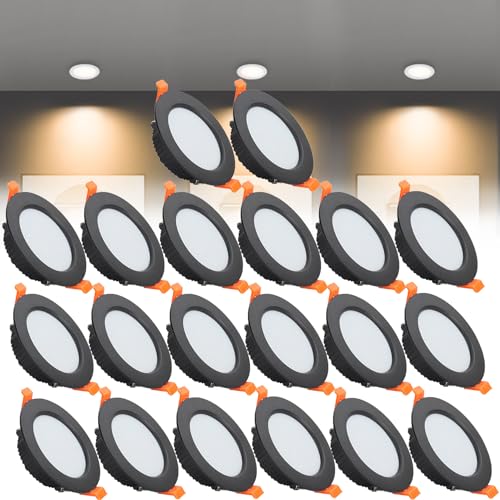 Plafonnier encastré DEL 9W lot de 20 spots ultra fins blanc chaud pour salon