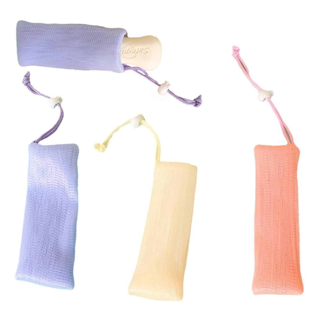 Bolsas de Jabón Set de 3 con Cordón para Jabón Sólido Red de Espuma para Ducha y Secar (Colores Variados)